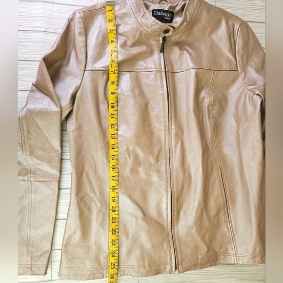 Chadwicks of Boston 90s Tailored Leather Moto Jacket in Blush Pearl Size 14 - Picture 5 of 13